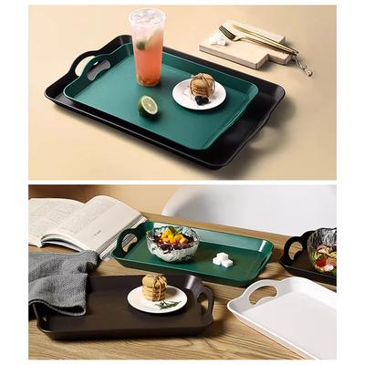 Rectangular Plastic Serving Trays With Handles Multi-Purpose Non Slip Stackable Food Tray For Party