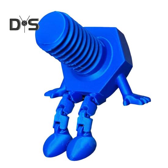 1/2Pcs 3D Printed Bolt Nut Figurine with Articulated Legs Movable Joints Cartoon Screw Figure Statue Toy Home Office Bookshelf Desktop Decoration