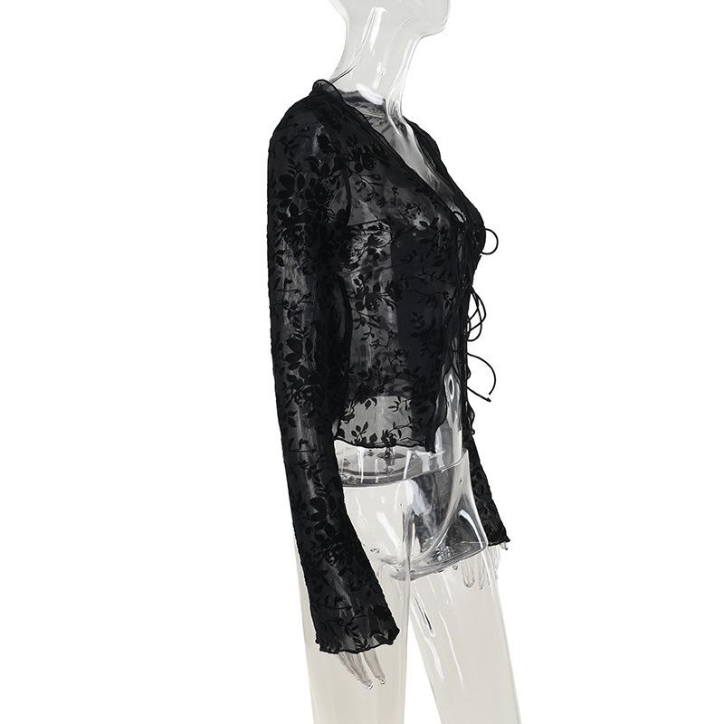 Herbst Neue Modische Chiffon Schlank Geschnittene Rüschen Trompetenärmel Bluse für Damen
