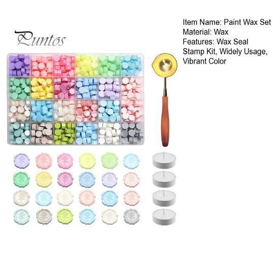 Wax Seal Beads with Candle Kit, Melting Spoon And Candles Set, Tool Stamp for DIY Crafting Wedding Invitations Decorative Sealing