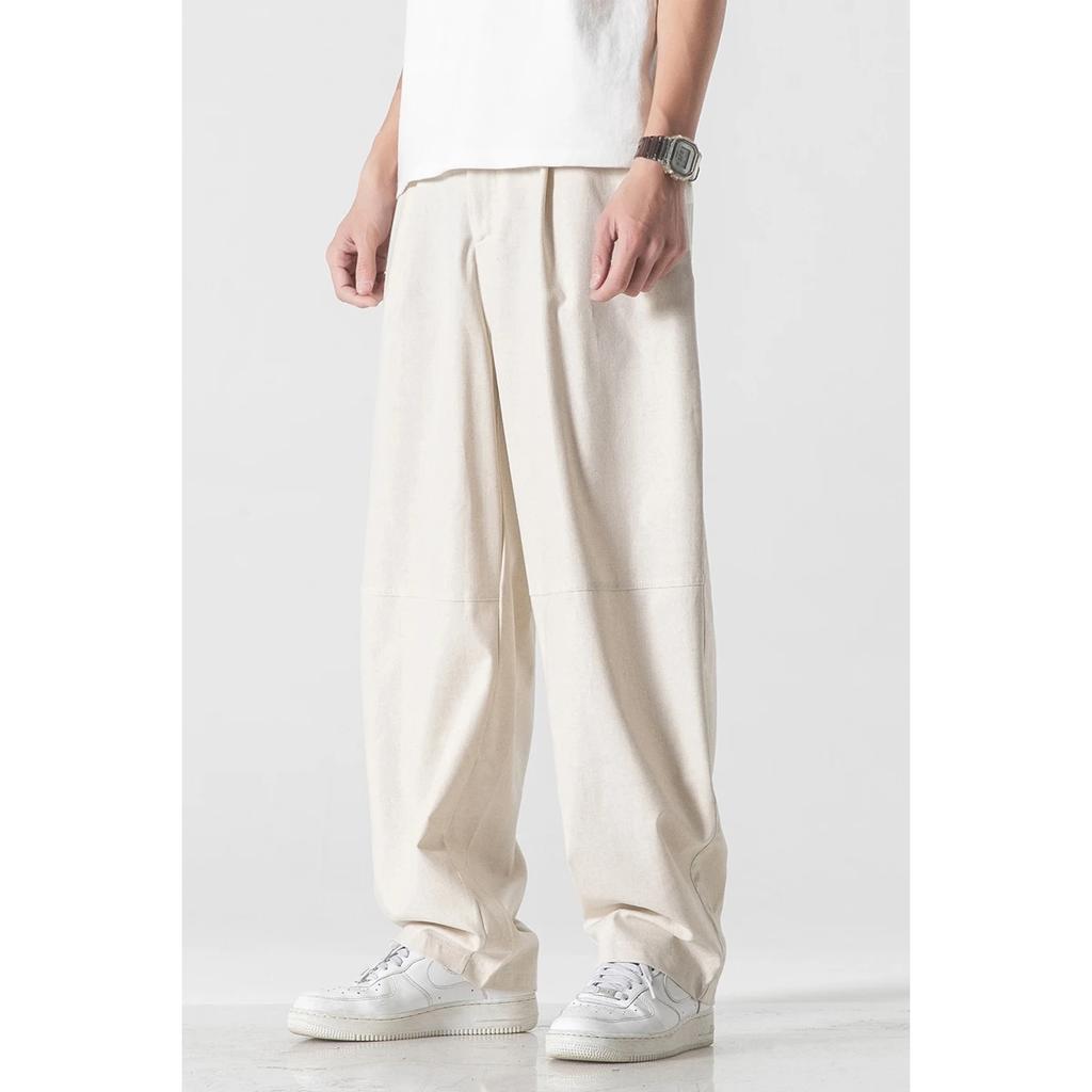 2026 Spring Summer Men Loose Cotton Linen Harem Pants Chinese Style Oversize Pants Male Casual Pants Man Soild Color Trousers