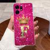 Fashion Initial Letter Crown Couple Case For Honor Play 60A 5G / Honor X6d 5G Transparent TPU Silicone Shockproof Soft Casing