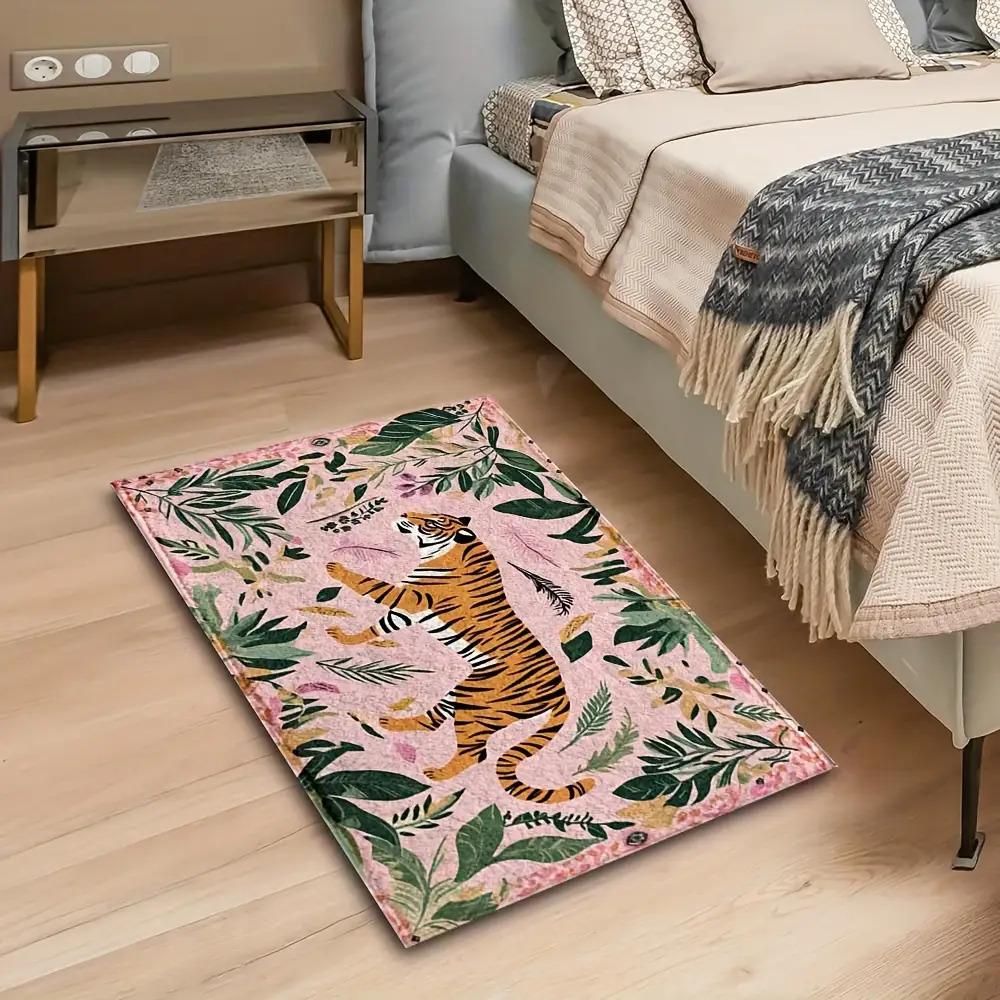 Tropical Jungle Tiger Floor Mat Non-Slip Washable Welcome Mat Kitchen Bedroom Carpet Summer Home Decoration