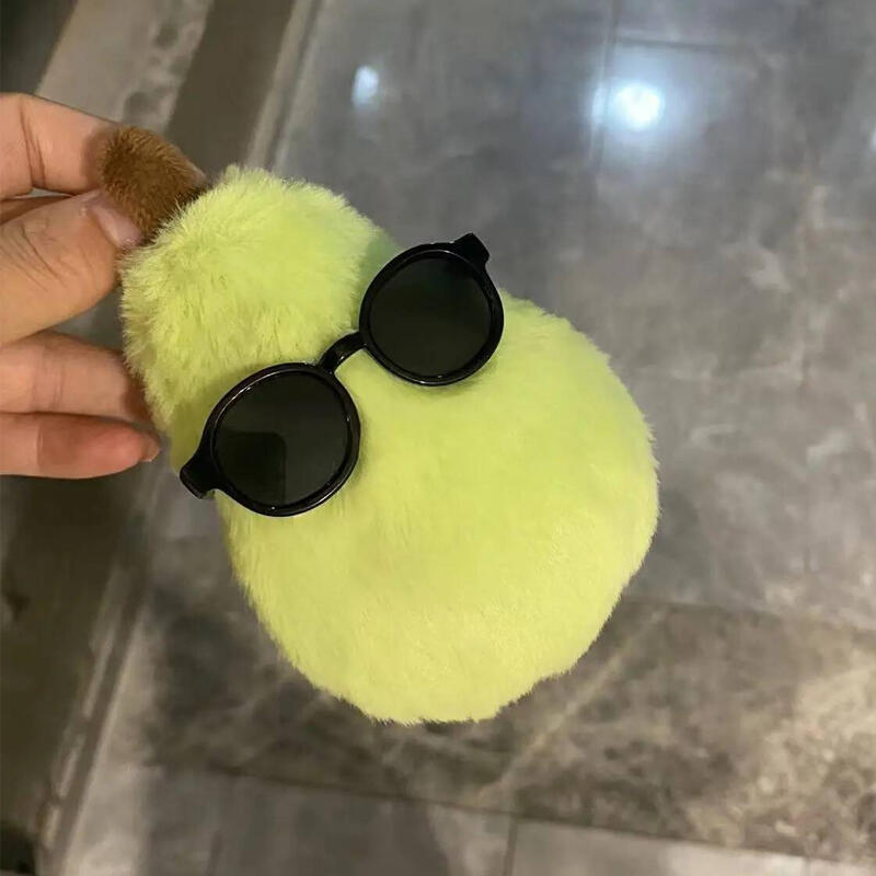 Fluffy green peach doll keychain bag charm on the mother-of-pearl green