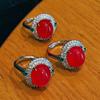 Jade Rot Beleuchtung Natürlicher Chalcedon Ring Achatring, Echte Aufnahme