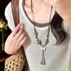 Retro Ethnic Style Ceramic Butterfly Long Necklace Literary and Retro Niche Exquisite Versatile Wear with Fringed Sweater Chain Women