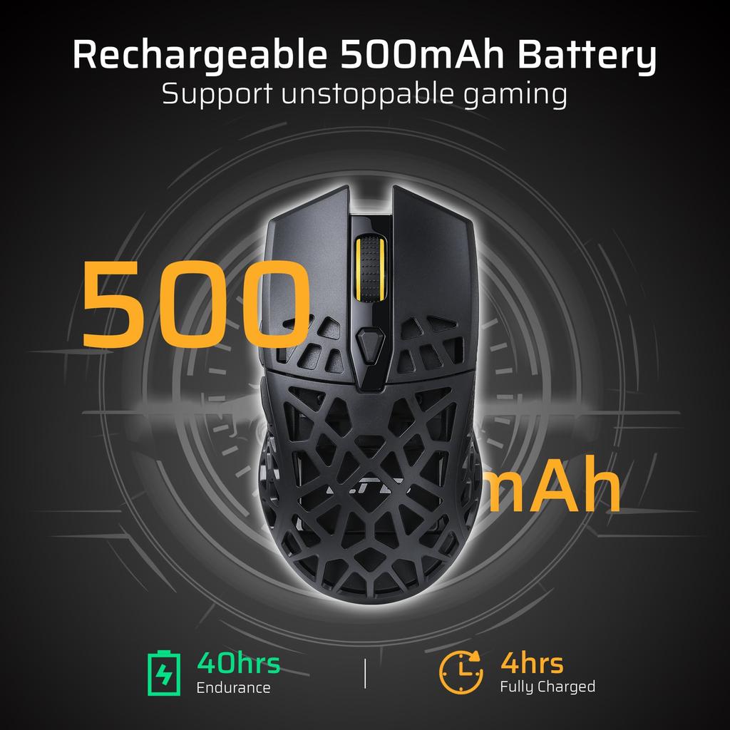 LTC GM023 Wireless Gaming 79g Honeycomb Ergonomic Gaming DPI 6 Programmable Professional Software Tri-Mode Mouse, Ultra-Lightweight Mouse, 6-Level