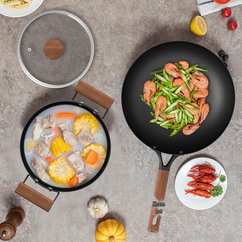 Kangbache Titanium Non-stick Wok & Soup Pot Set