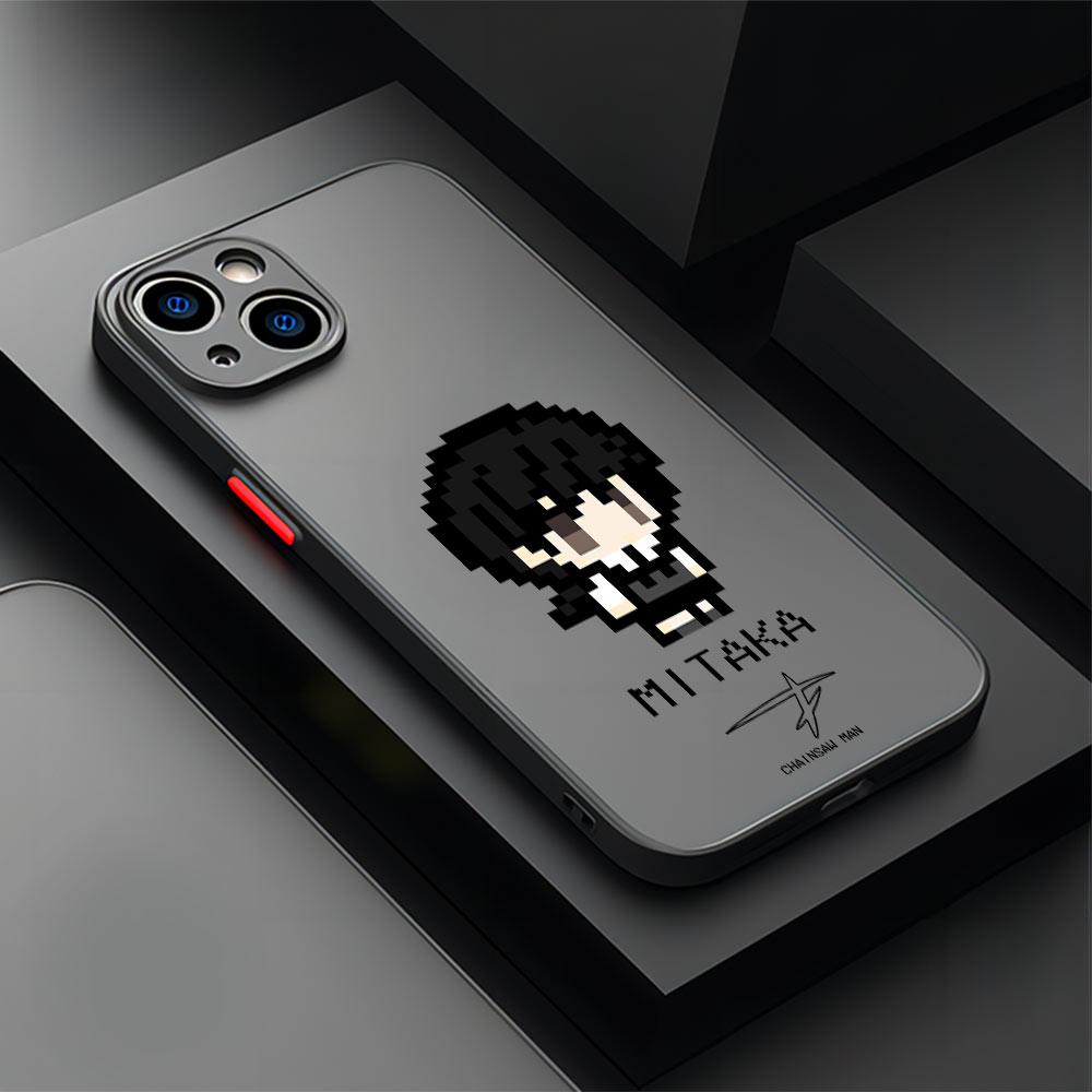 Pixel Style Cute Chainsaw Man Phone Case For iPhone 17 Air 16 e 15 14 13 12 11 Pro Max Plus Mini SE 2020 2022 Transparent Cover