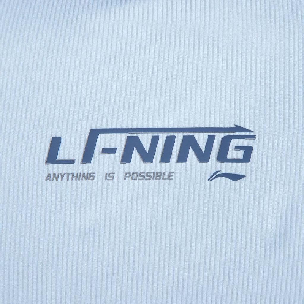 Li Ning Comfortable Breathable Versatile Letter Round Neck Short Sleeve T-Shirt Men Tops Cloud-Blue ATSV389-8