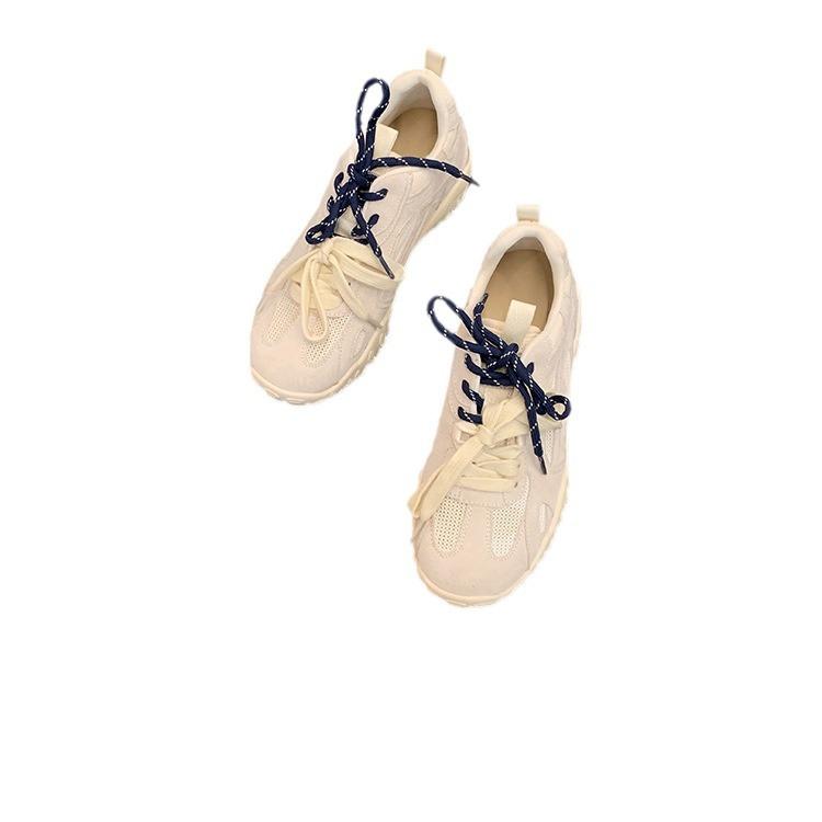 Grape Mother Inner Height Increase White Shoes Classic Soft Baseplate Shoes Round Head Splicing Breathable Mesh German Training Forrest Gump Sport