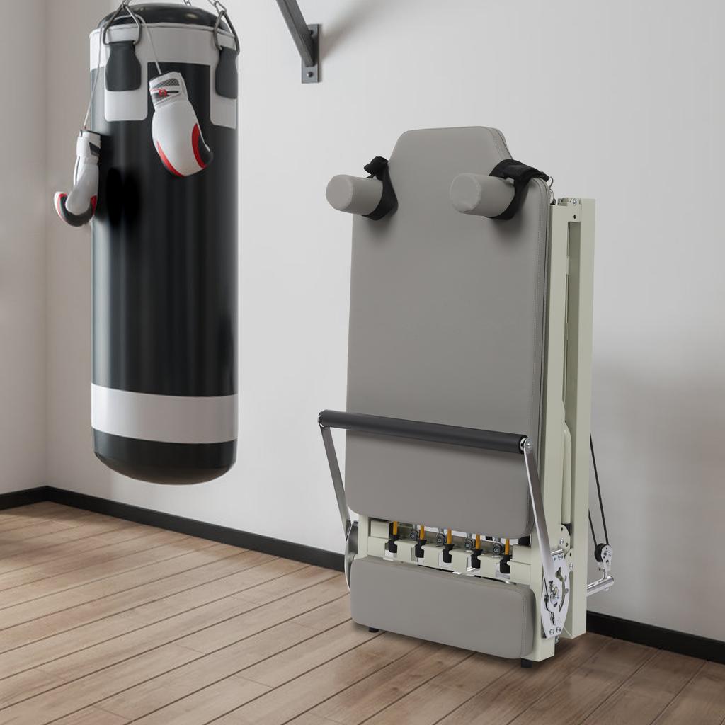 Foldable Pilates Reformer Machine with Latex Springs, 3-Level Rope Adjustment & 4-Position Foot Bar – Gym Yoga Fitness Equipment