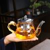 Juego de té chino Gongfu portátil Tetera de vidrio de borosilicato resistente al calor Bandeja de té Juego de tazas de té Una tetera de cuatro tazas Bolsa de regalo