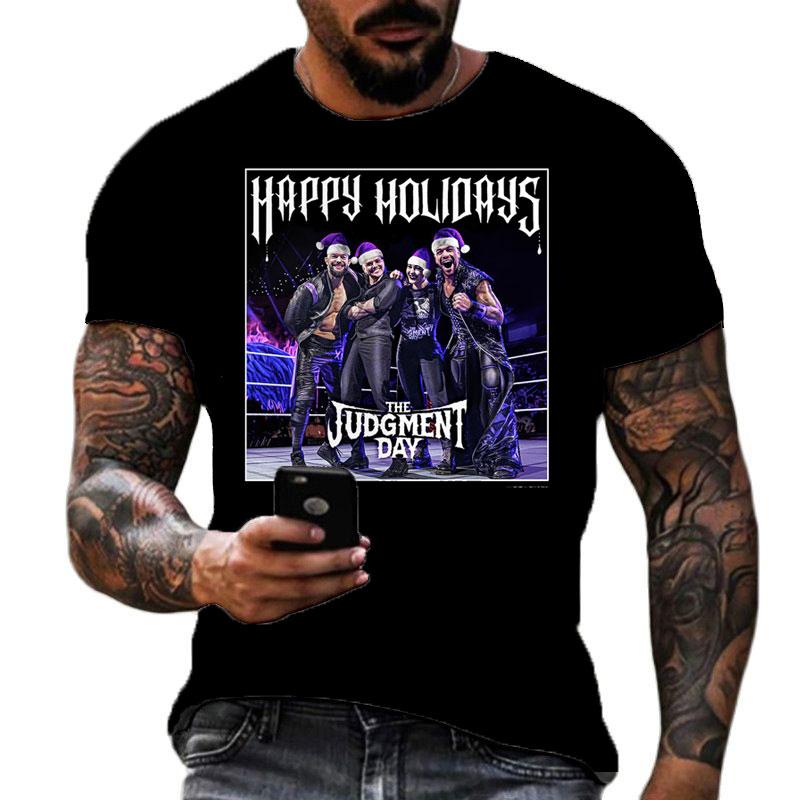 2025 Summer Men's 2D Printing Famous Wrestler Rhea Ripley T-shirt Children's Street Round Neck Sports Large Top