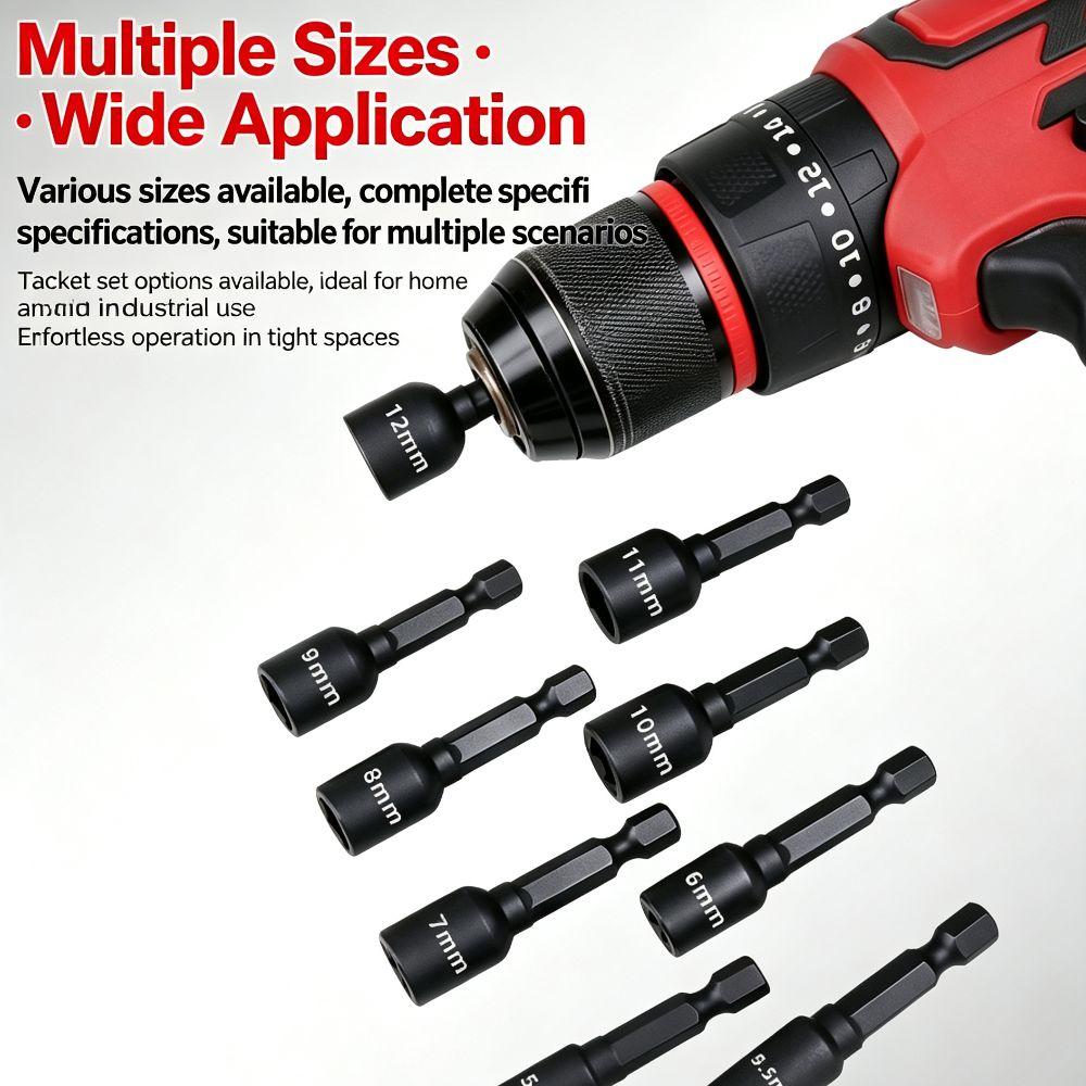 5-12mm Magnetic Socket Bits Inner Hex Drill Socket Adapter Hexsocketset Hex Nut Driver  Homerepair