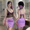 Fan Lei, sexy underwear women's deep V perspective split pack, passionate hot uniform temptation 965
