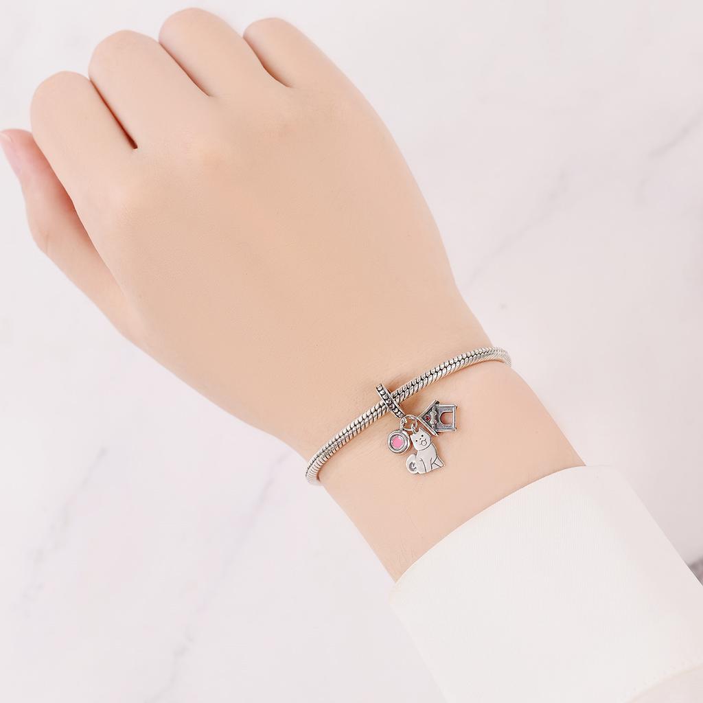 copper Cute Dog Pet Animal Pendants Bracelets Charm Bead Charms Compatible With Women Jewellery Party Decorate Bead Charms Do It Yourself Fine Gifts A