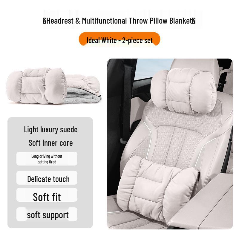 Winter Headrest & Lumbar Support Pillow for AITO M7/M9/M5 - Plush Lambswool Two-in-One Blanket