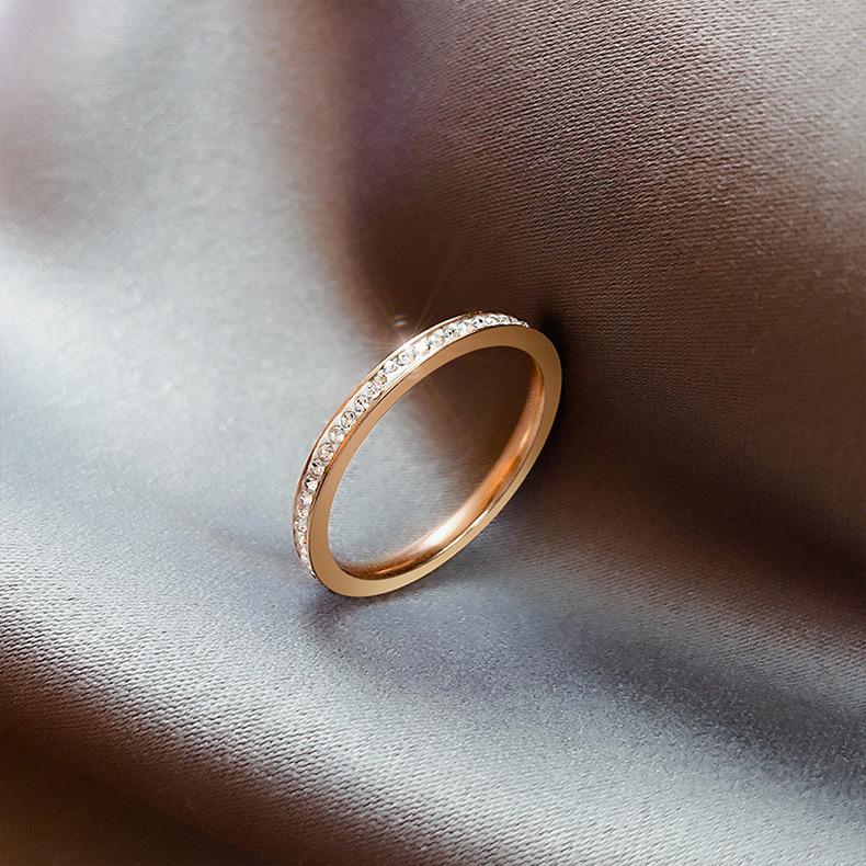 Women's High-End Titanium Steel Diamond Ring – Fashion & Light Luxury Style