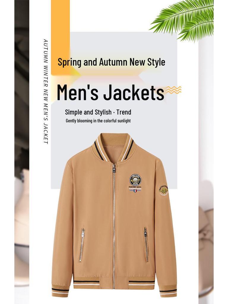 European Style Spring Luxury Baseball Jacket with Earth Embroidery Men's Casual Fashion Trend