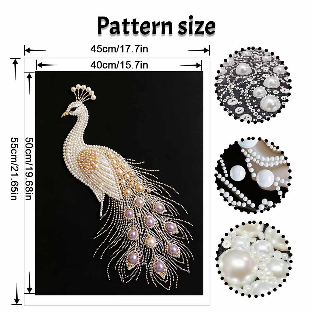 DIY Pearl Diamond Art Painting kits for Adult and Beginners, Majestic Peacock Sparkling Painting Craft Home Wall Decor Handmade Gift