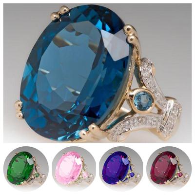 European & American Multi-Color Zircon Women's Ring