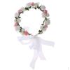 Wedding Party Floral Flower Garland Forehead Wreath - White and Pink