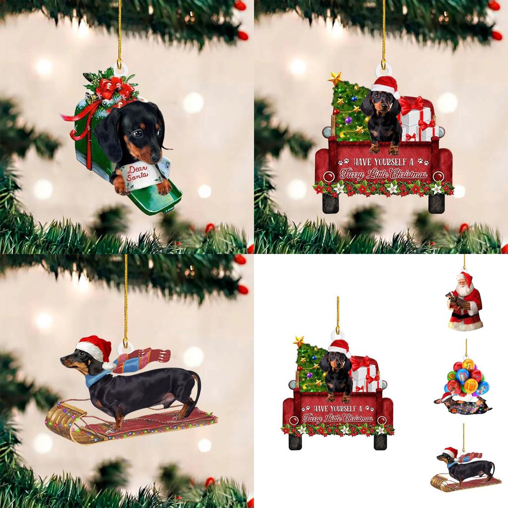 Charming 2023 New Dachshund Christmas Tree Decor Set For Festive Home And Vehicle