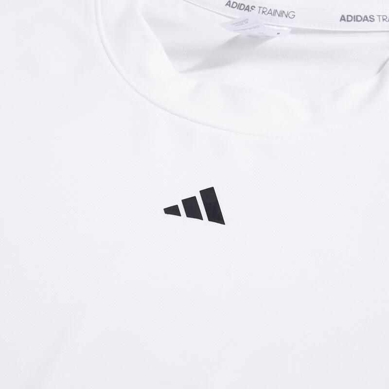 adidas Solid Color Logo Embroidery Round Neck Short Sleeve T-Shirt Women Tops White HS8108