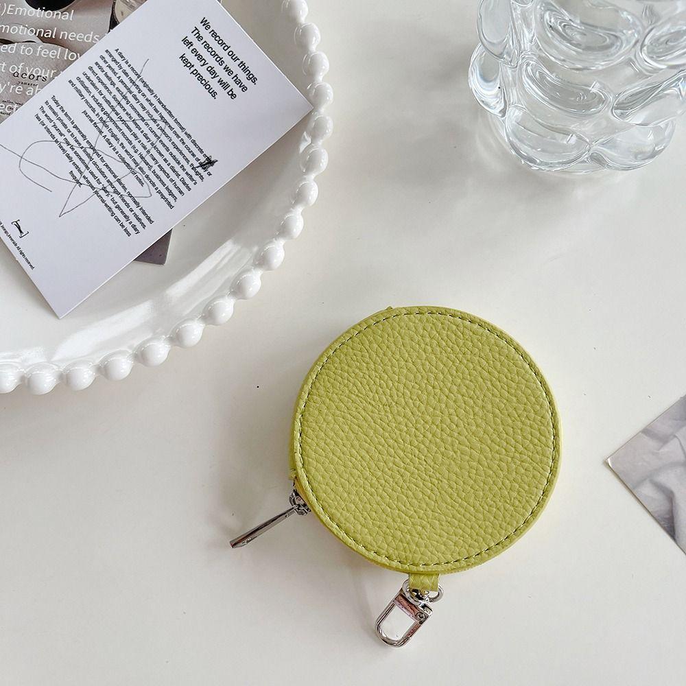 PU Leather PU Leather Coin Purse Zipper Small Storage Bag Kawaii Round Wallet  Outdoor
