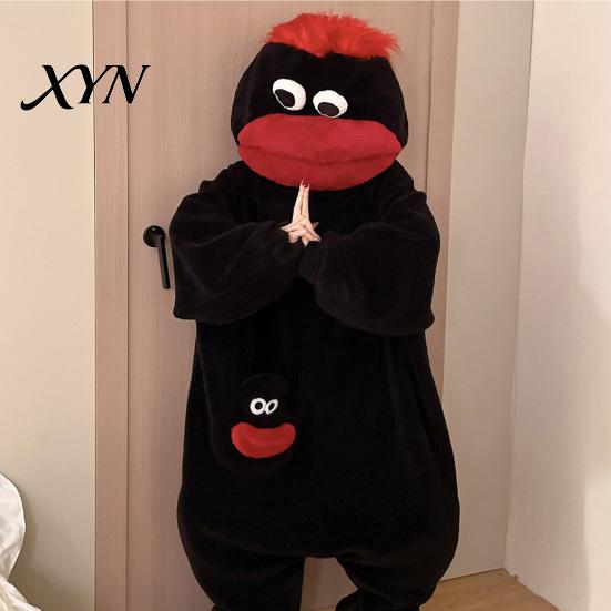 Warm Plush Onesie Funny Wearable Big Mouth Pajamas for Kids, Adults, Soft Kids Sleepwear Fleece Cozy Home Loungewear, Hooded One-Piece Jumpsuit Dress