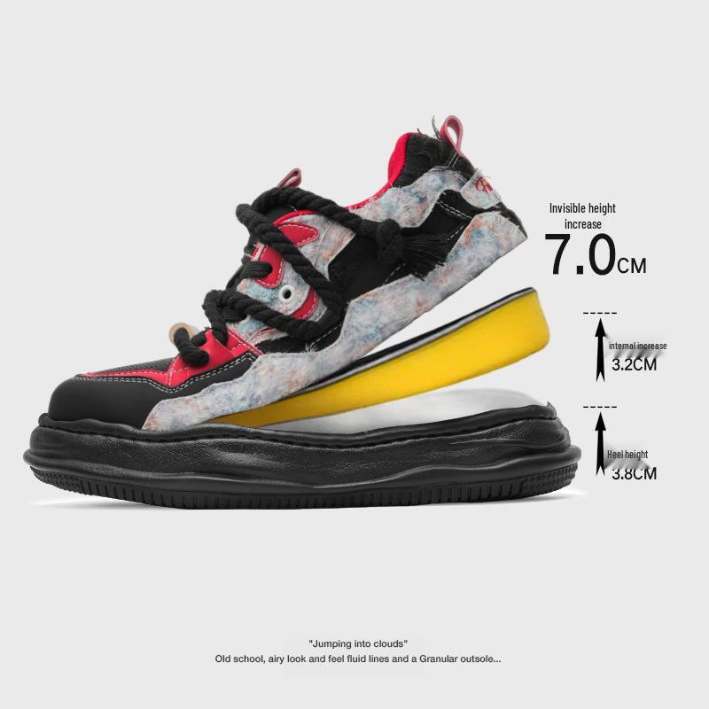 

Unisex 7CM Height-Increasing Color Block Sneakers with Thick Sole - Trendy and Versatile Casual Shoes 44