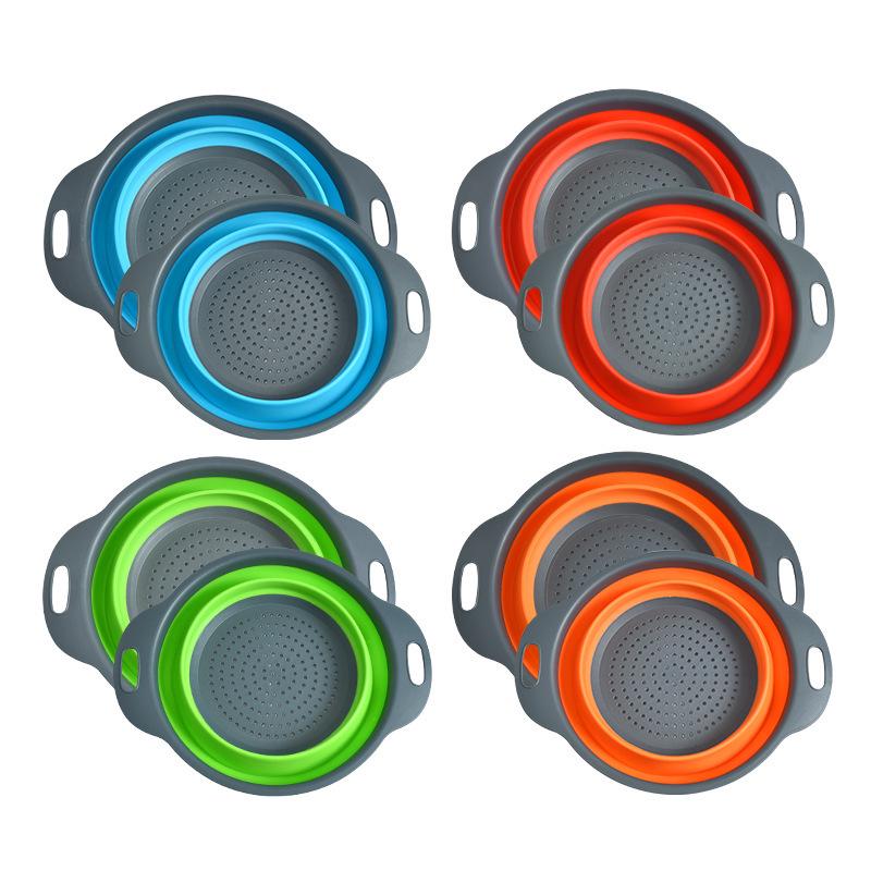 Foldable Round Draining Basket - Plastic Filter for Washing Vegetables & Fruits