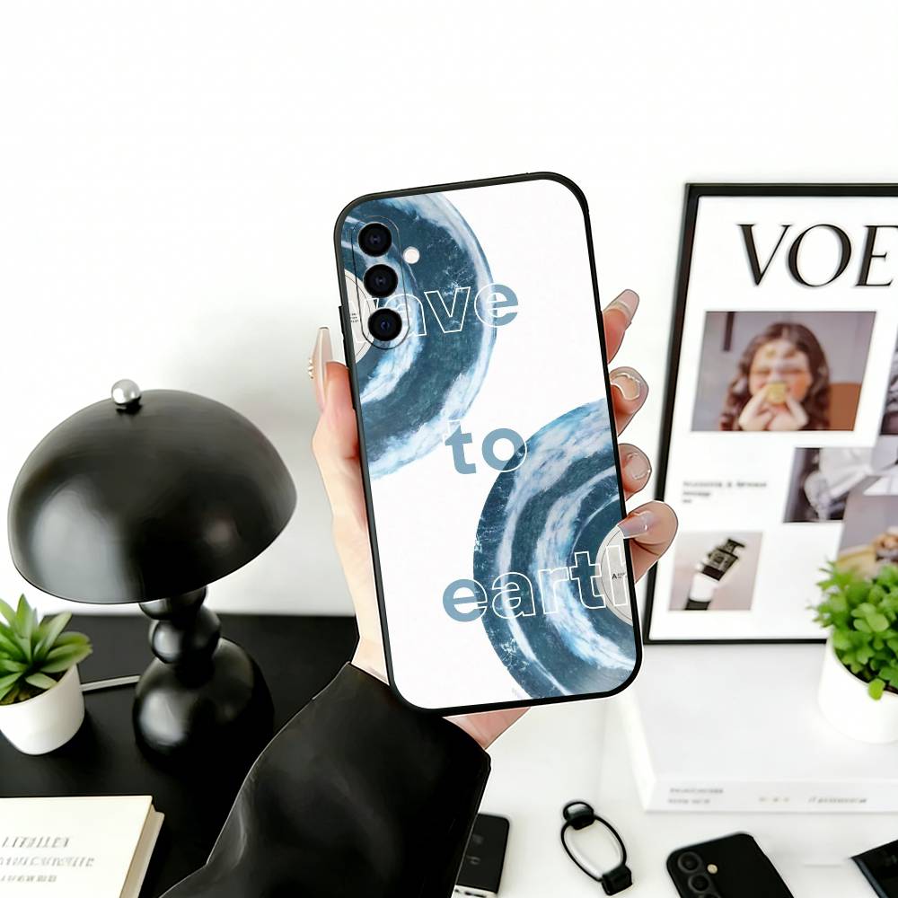 

W-Wave To Earth S-Summer Flows Phone Case Black Silicone Soft For Samsung Galaxy A73,A72,A71,A70,A53,A52,A51 Samsung a11