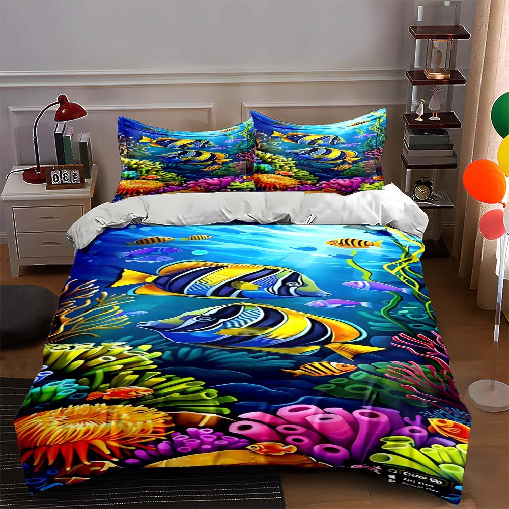 

Colorful underwater scene. Bedding Duvet cover sets Duvet covers Pillowcases gifts (1 * Duvet Cover 2 * Pillowcases, without duvet insert) 135x200cm