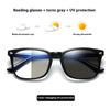 Classic Square Photochromic Reading Glasses for Men Women Retro Black Presbyopic Anti Blue Light Eyewear