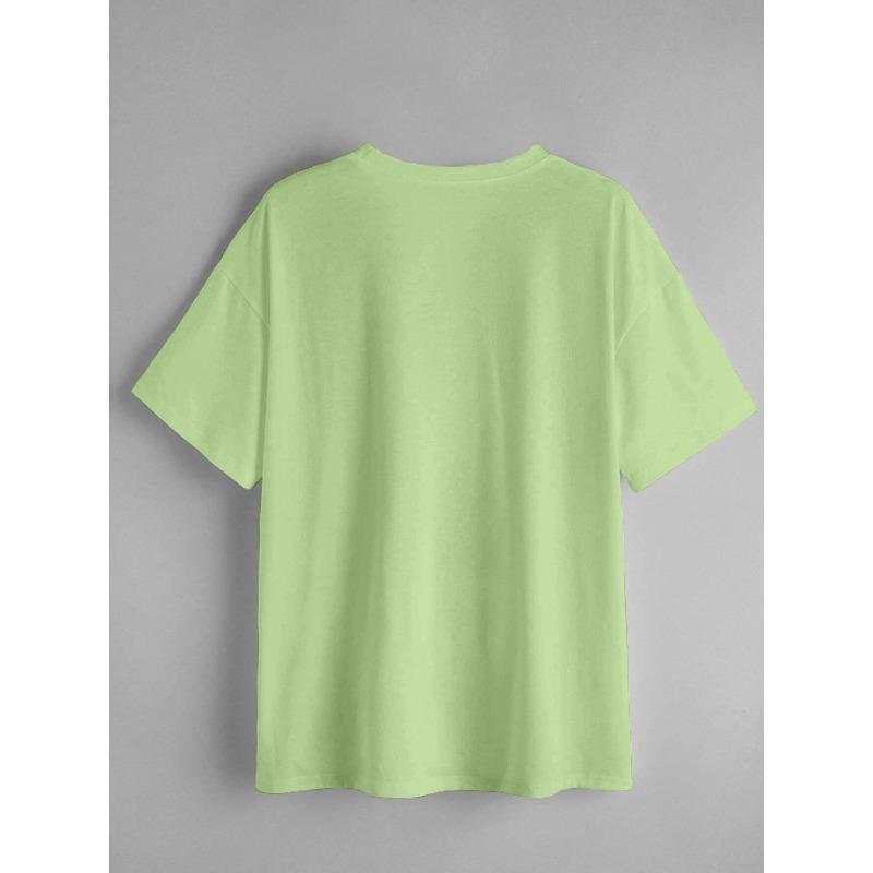 Women's Casual Crew Neck T-Shirt with Letter Print - Soft Polyester, Machine Washable