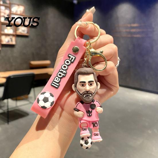 Keychain Charm Pendant, Football Star Figure Key Holder with Exquisite Craftsmanship Lanyard, Bag Pendant for Backpacks Handbags Cars Wallets