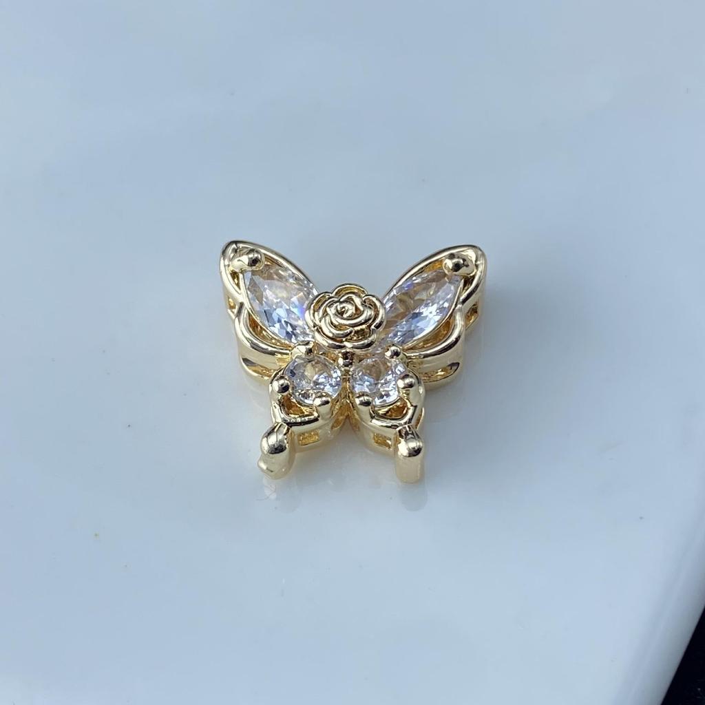 Charming Butterfly Zircon DIY Jewelry Spacer Beads - Handcrafted, Color-Preserving Crystal Accessories