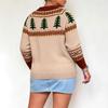 Pullover Sweater, Christmas Tree Jacquard Sweater, Loose Top for Women