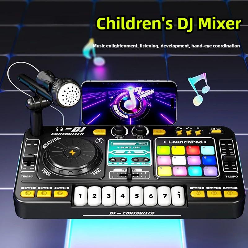 Kids Dj Controller Music Toy Mixer With Microphone Led Light Electronic Music Game Dj Turntable For Children Birthday Gifts
