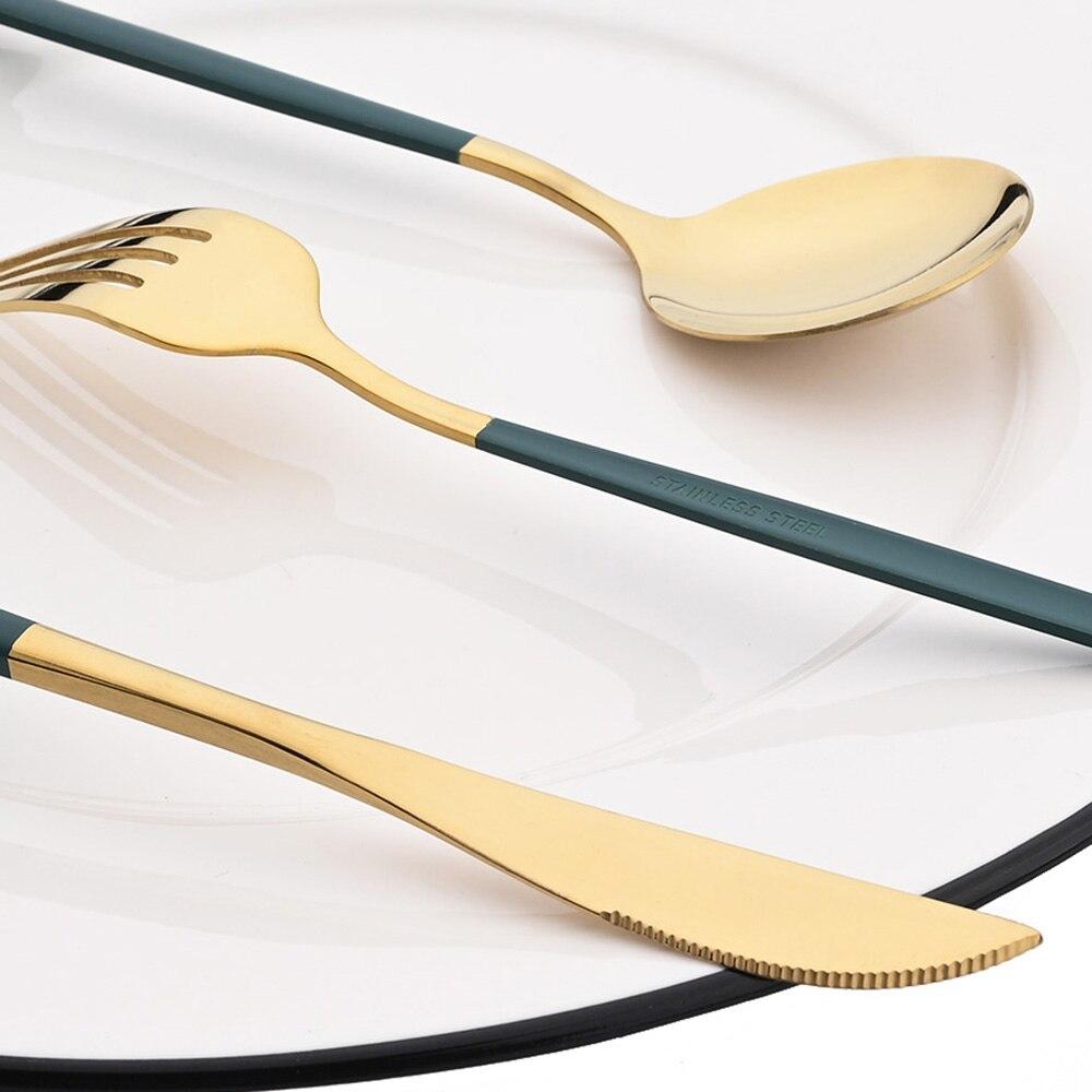 24Pcs Dinnerware Set With Gift Box Knife Fork Spoon Dinner Dinnerware Flatware Set Stainless Steel Tableware Silverware Eating Kitchen