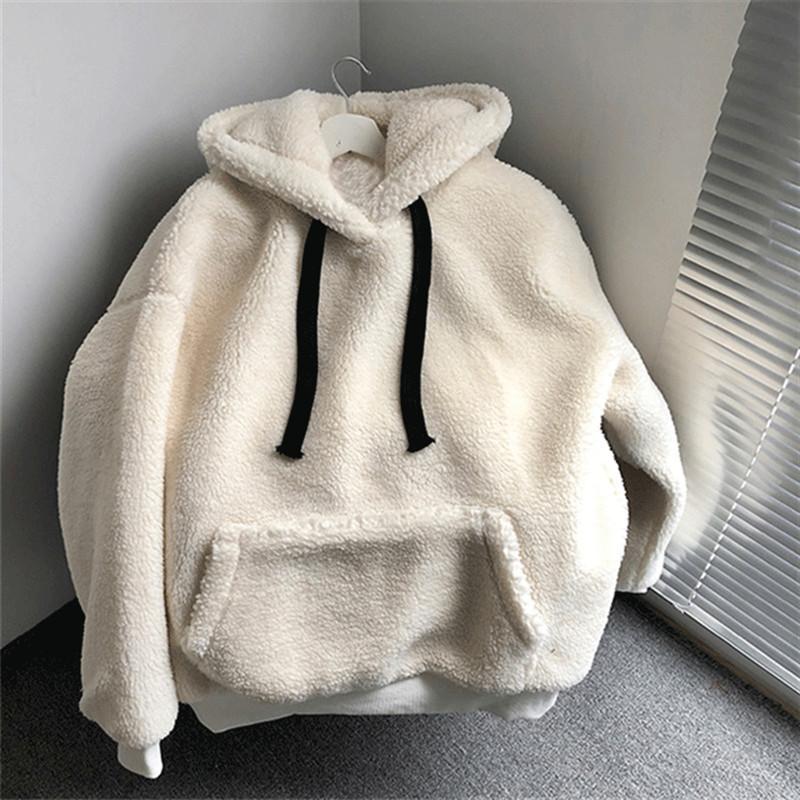 Sudadera con capucha para mujer, holgada, engrosada, corte holgado, jersey casual de manga larga, sudadera con forro polar
