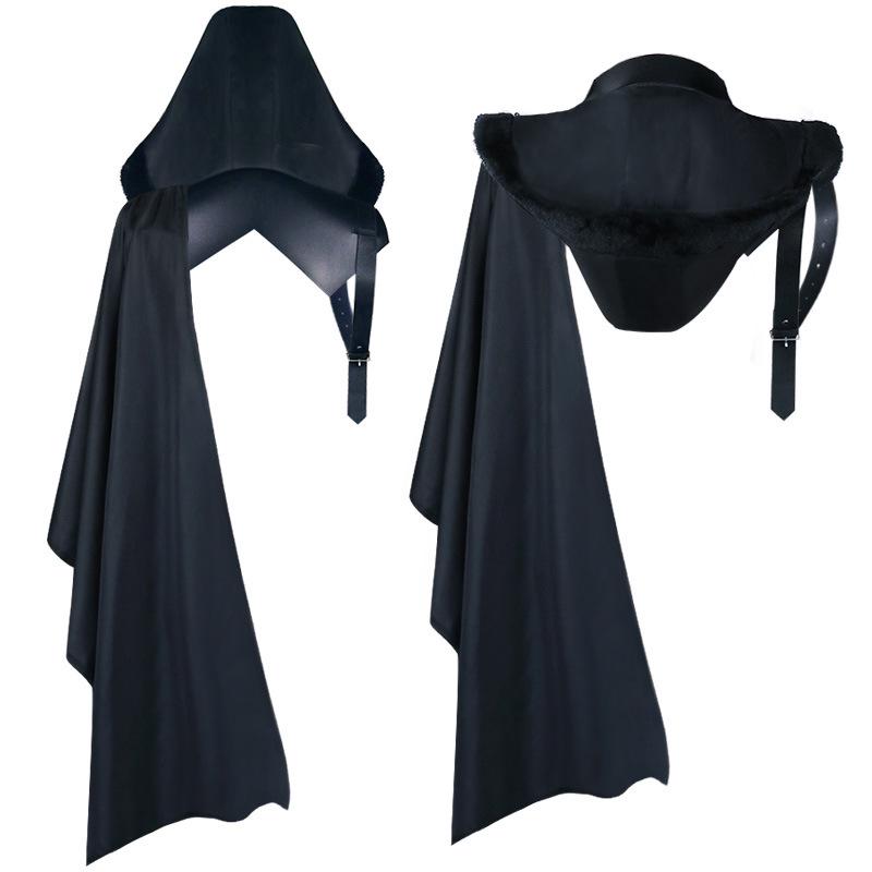 Men's Medieval Retro Solid Hooded Shawl Cloak for Halloween and Christmas.