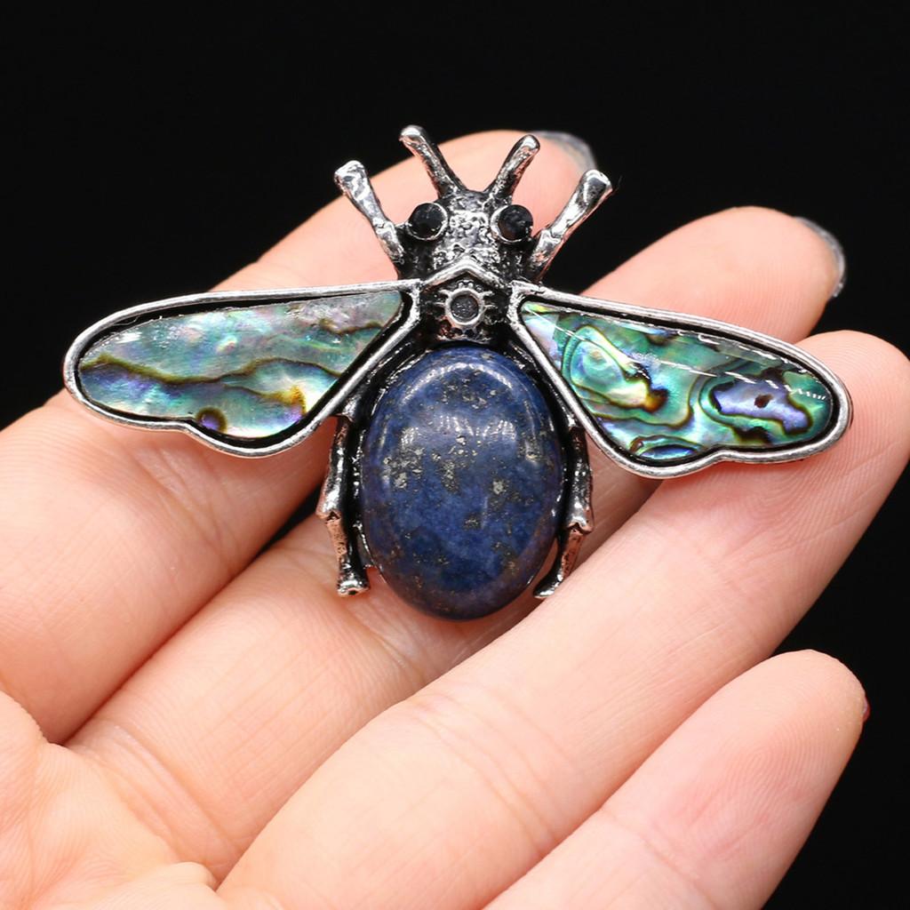 Classic Alloy Butterfly Brooch Pin With Faux Stone And Shell For Women Fashion Accessory