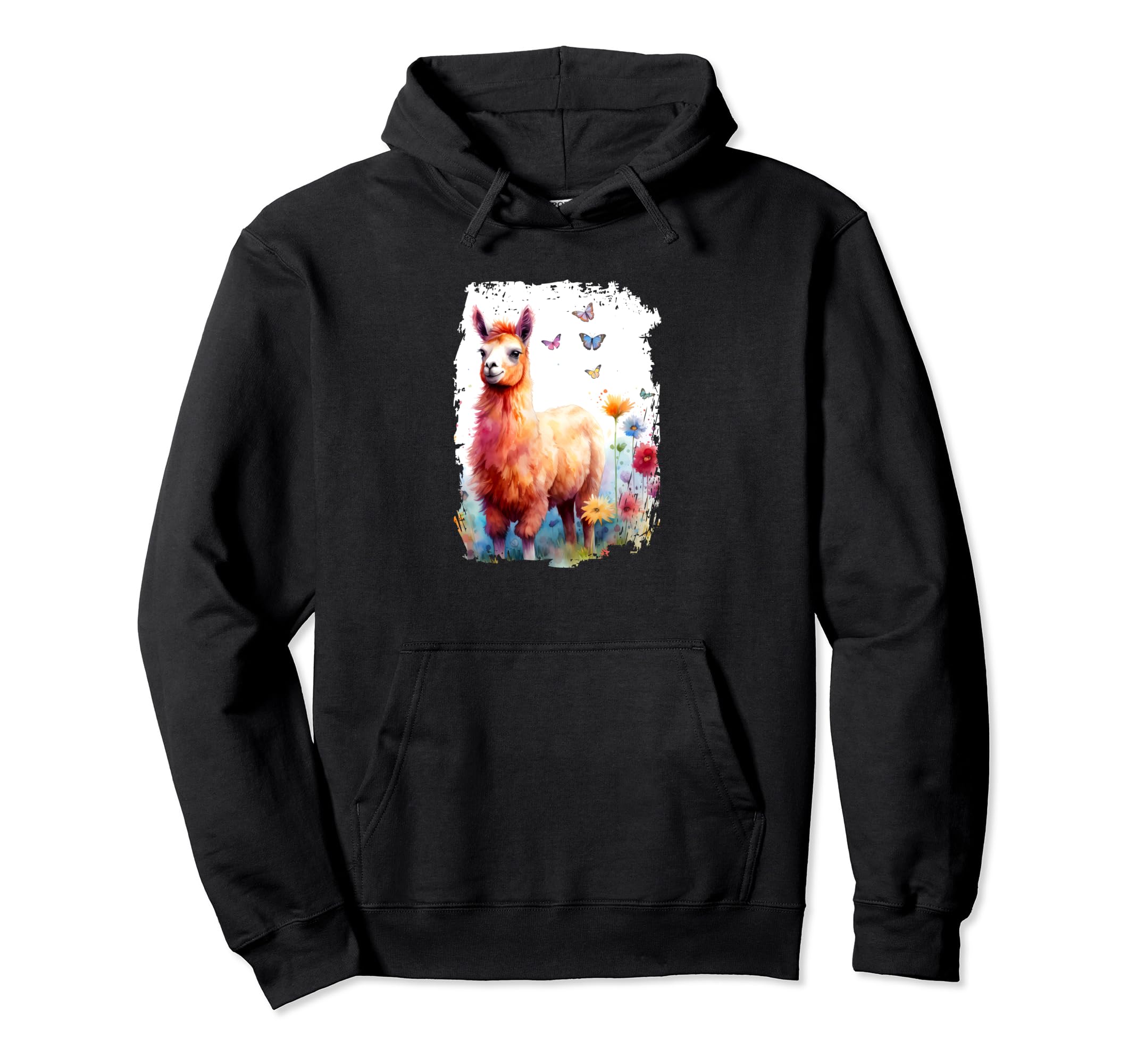

Llama Flower Butterfly Hoodie чёрный