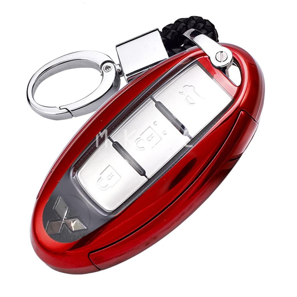 MKMC Smart Key TPU Keyless Accessory Cover for Mitsubishi Delica EK EK EK and Nissan Note Kicks Case, Material, Mini, Cross, Space, Wagon, (Red)