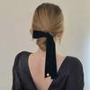 Vintage Velvet Hair Bow For Women Long Ribbon Pearl Hairpin Simple Top Clip Ladies Hairgrips Hair Accessories Korean