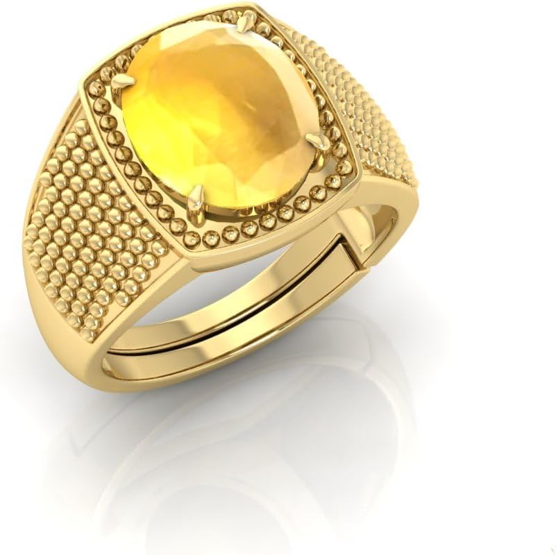 

Oval Shape Yellow Sapphire Stone Sterling Silver With 18K Yellow Gold Plated Promise Ring For Men And Women S