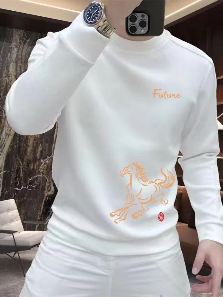 2026 Year of the Horse Red Velvet Men's Zodiac Hoodie - Trendy, Festive, Casual Slim Fit Layer